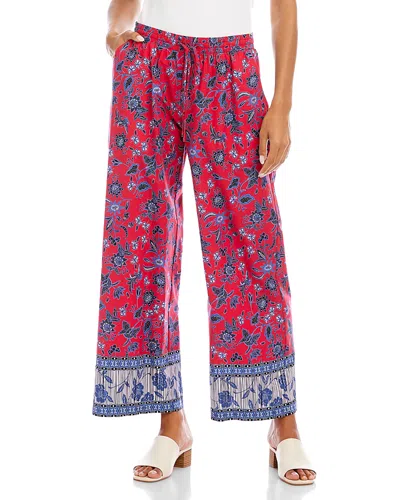 Karen Kane Drawstring Border Print Cropped Pants In Multi