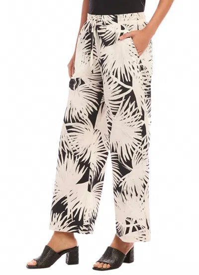 Karen Kane Drawstring Cropped Pants In Cream/black In Multi