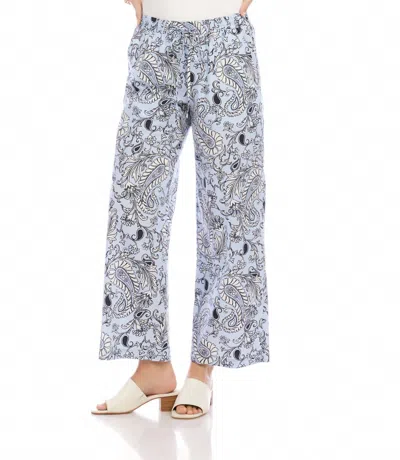Karen Kane Drawstring Cropped Pants In Paisley In Multi