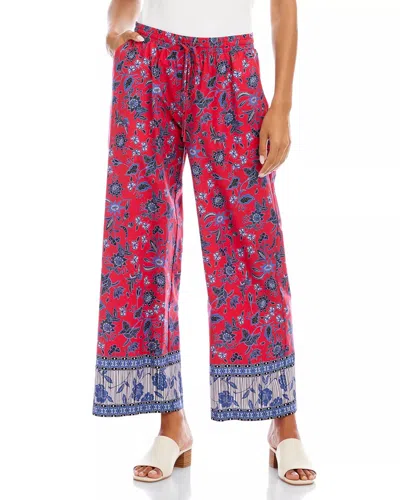 Karen Kane Drawstring Cropped Pants In Rhythm And Blues In Red