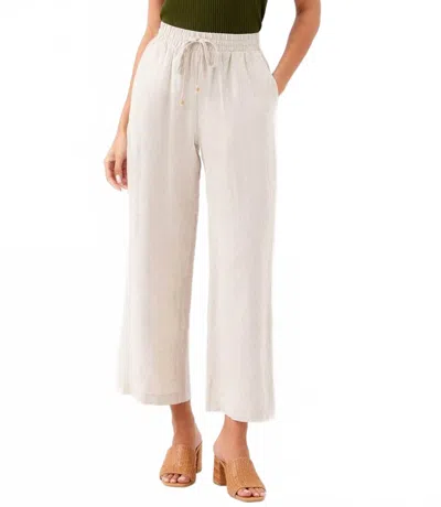 Karen Kane Drawstring Linen Pants In Oatmeal In White