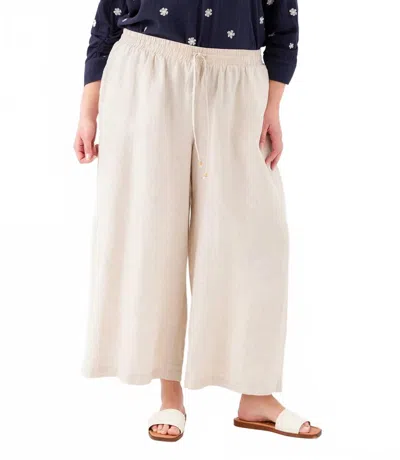 Karen Kane Drawstring Linen Pants - Plus In Oatmeal In White