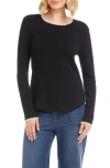 Karen Kane Edge Stitch Crewneck Top In Black