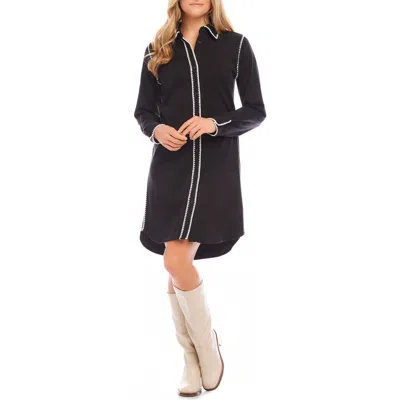 Karen Kane Edge Stitch Long Sleeve Shirtdress In Black