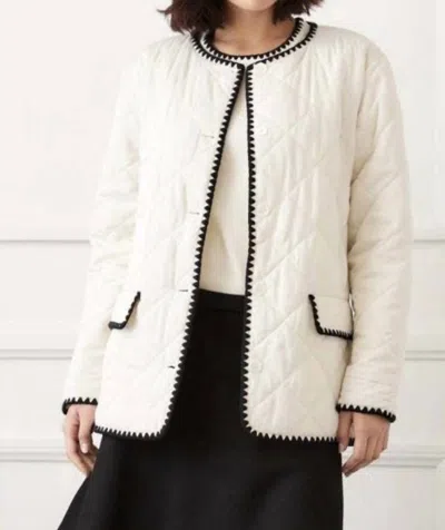 Karen Kane Edge Stitch Quilted Jacket In Cream In White