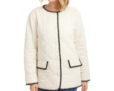 Karen Kane Edge Stitch Quilted Jacket In Cream/black In White