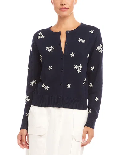 Karen Kane Embellished Cardigan Jumper In Navy
