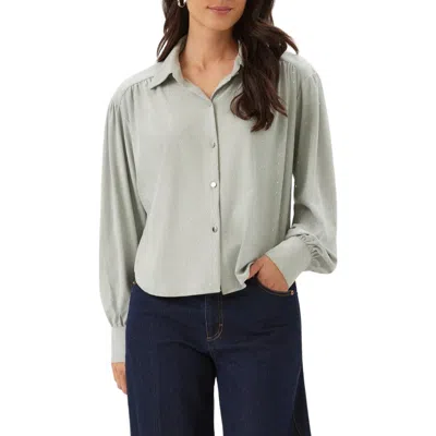 Karen Kane Faux Suede Embellished Dropped Shoulder Blouse In Green