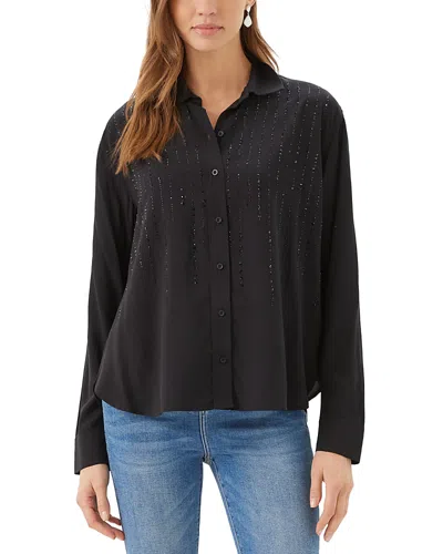 Karen Kane Embellished Gemstone Button Front Shirt In Black