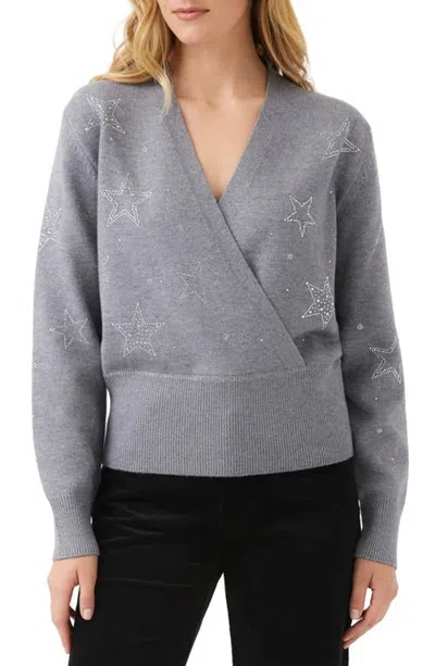 Karen Kane Embellished Star Wrap Sweater In Gray