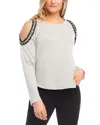 Karen Kane Embellished Cold Shoulder Sweatshirt In Light Heather Gray