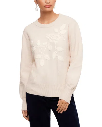 Karen Kane Embroidered Blouson Sleeve Sweater In Neutral