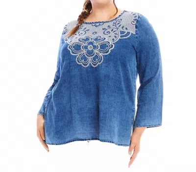 Karen Kane Embroidered Boatneck Tunic - Plus In Indigo In Multi