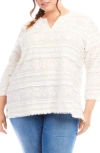Karen Kane Plus Size Three Quarter Sleeve Embroidered Tunic In Off White