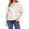 Karen Kane Embroidered Costa Palmas Top In Off White
