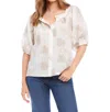 Karen Kane Embroidered Costa Palmas Top In Off White In Beige