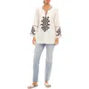 Karen Kane Embroidered Cotton Tunic Top In Cream