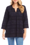 Karen Kane Embroidered Cotton Tunic Top In Navy