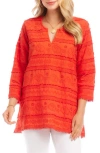 Karen Kane Embroidered Cotton Tunic Top In Orange