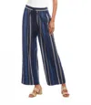 Karen Kane Embroidered Cropped Drawstring Pants In Blue Multi-stripe In Blue