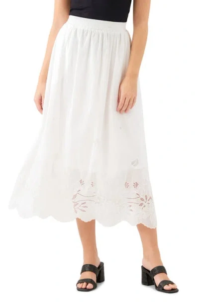 Karen Kane Embroidered Eyelet Cotton Midi Skirt In Multi