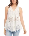 Karen Kane Embroidered Lace Sleeveless Top In Off White