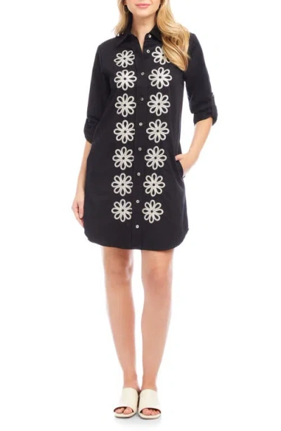 Karen Kane Embroidered Long Sleeve Cotton Shirtdress In Multi