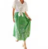 Karen Kane Cutout Embroidered Cotton Maxi Skirt In Green