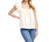 Karen Kane Embroidered Ruffle Sleeve Blouse In Cream In White