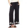 Karen Kane Embroidered Scallop Drawstring Cotton Pants