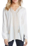 Karen Kane Cotton Embroidered Tunic In Off White