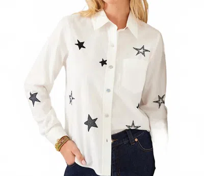 Karen Kane Embroidered Star Shirt In Off White