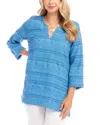 Karen Kane Embroidered Circle Trim Tunic Top In Blue