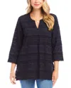 Karen Kane Embroidered Cotton Tunic Top In Navy