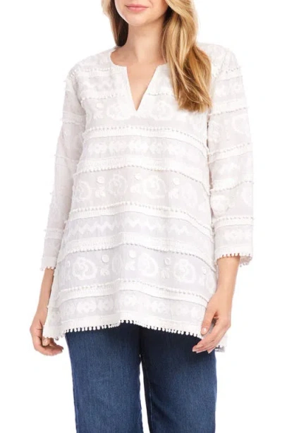 Karen Kane Embroidered Tunic Top In Off White