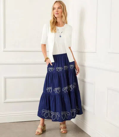 Karen Kane Evi Embroidered Tiered Skirt In Navy In Blue