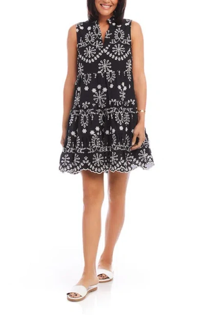 Karen Kane Eyelet Embroidered Sleeveless Tiered Cotton Dress In Bow