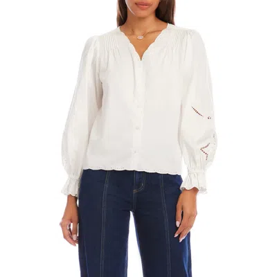 Karen Kane Eyelet Embroidery Button-up Shirt In Multi