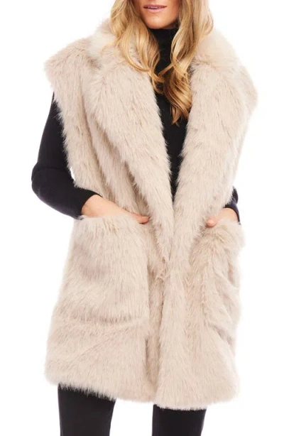 Karen Kane Faux Fur Longline Vest In Stone