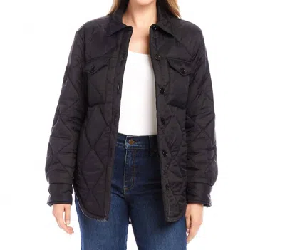 Karen Kane Faux Fur Quilted Jacket In Black And Cream