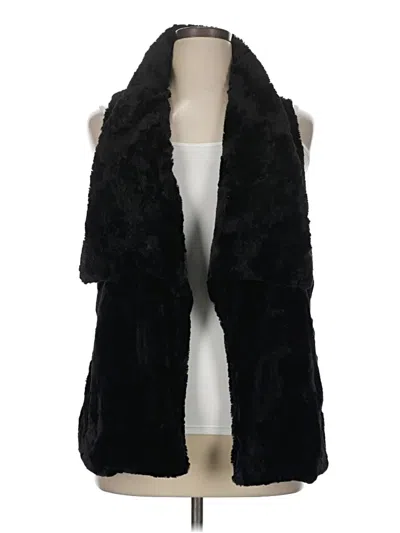 Pre-owned Karen Kane Faux Fur Vest In Black