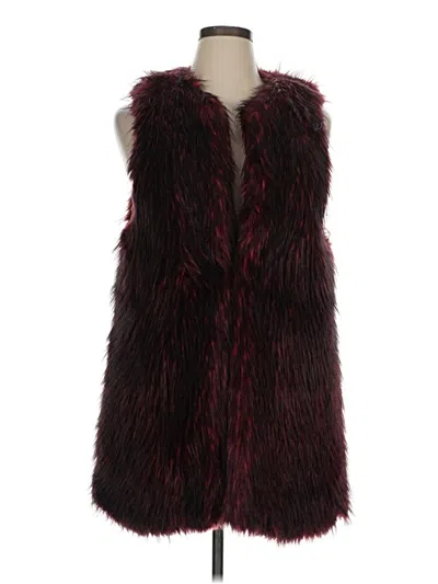 Pre-owned Karen Kane Faux Fur Vest In Burgundy