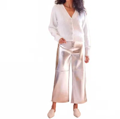 Karen Kane Faux Leather Cropped Pants In Silver In Neutral