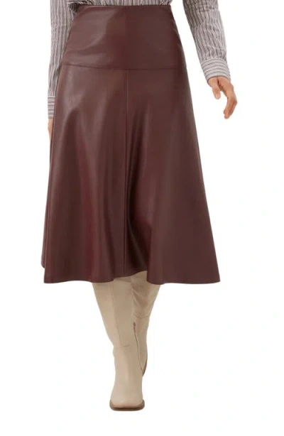 Karen Kane Faux Leather Midi Skirt In Brown