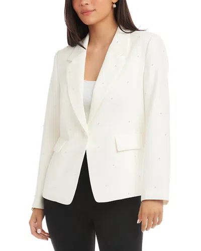 KAREN KANE FAUX PEARL EMBELLISHED BLAZER
