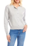 Karen Kane Faux Pearl Embellished Crewneck Cardigan In Gray