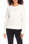 Karen Kane Faux Pearl Embellished Crewneck Sweater In Cream