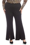 Karen Kane Faux Suede Front Slit Flare Pants In Black