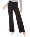 Karen Kane Contrast Stitch Stretch Faux Suede Wide Leg Pants In Black