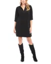 Karen Kane Faux Suede Puff Sleeve Shift Minidress In Black